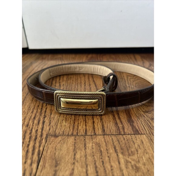 Brighton Classics Leather Belt  Alligator Print Brown 40129 Vintage size 34 L - Picture 1 of 5